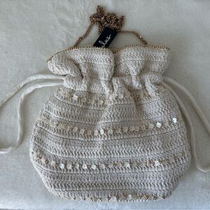 Lulus Cream Crochet Bag with Mother of Pearl Accents